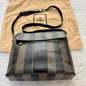 Fendi Black and Brown Striped Shoulder Bag